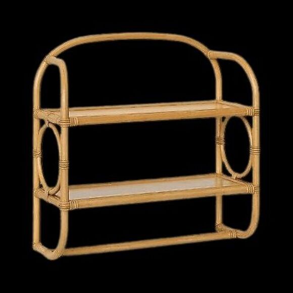 Opalhouse - Threshold Boho Rustic Rattan 2 Shelves Wall Mounte Tan - Picture 3 of 4